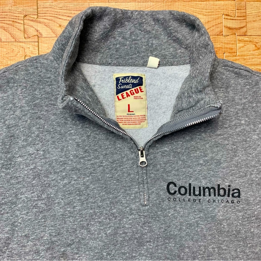 Columbia College Chicago 1/4 Zip Womens L Triblend Sweats League Gray Pullover